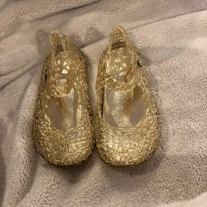 Toddler Girls Gold Sparkle Jelly Mary Janes Size:5